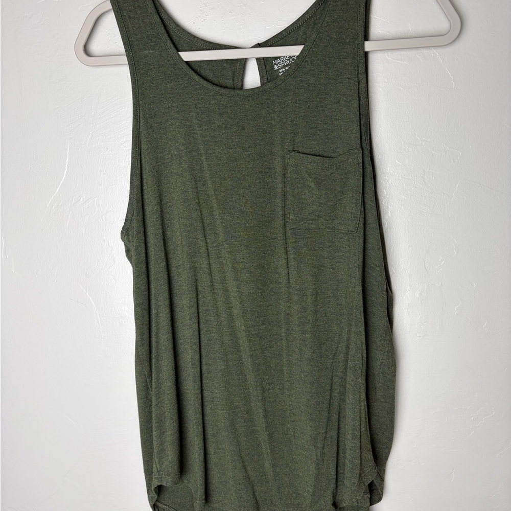 Market & Spruce Olive Green Pocket Tank Top
